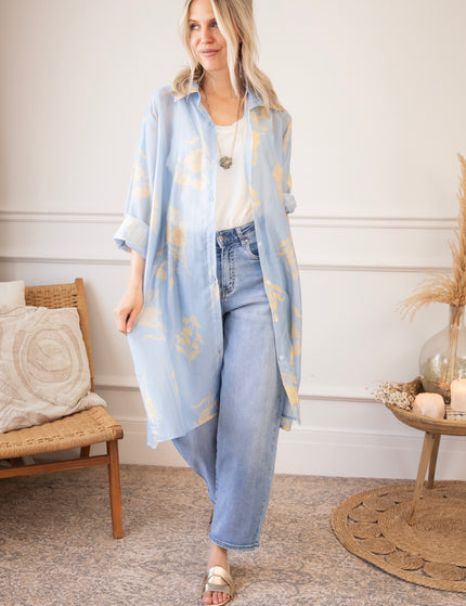 Bloom Breeze Blue/Camel - Dress/Tunic