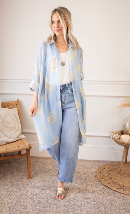 Bloom Breeze Blue/Camel - Dress/Tunic