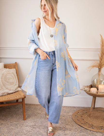 Bloom Breeze Blue/Camel - Dress/Tunic