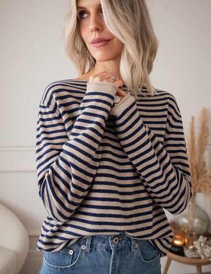 Softly Striped Dark Blue - Trui