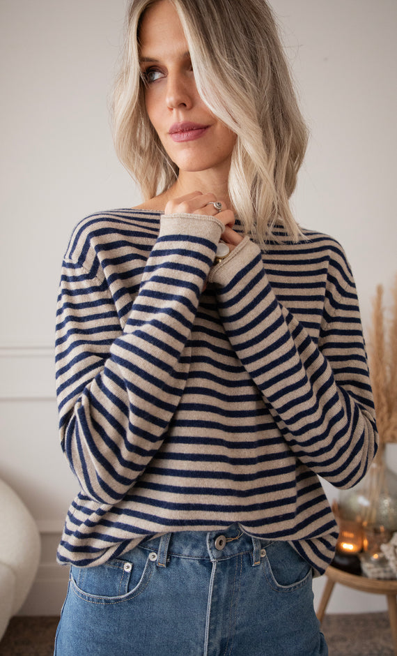 Pullover - Softly Striped - Dunkelblau