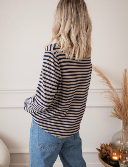Softly Striped Dark Blue - Trui