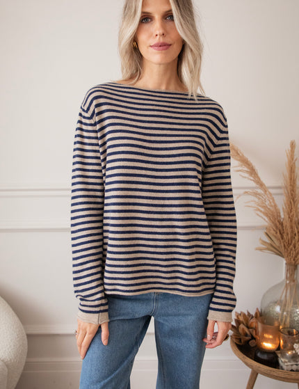 Softly Striped Dark Blue - Trui