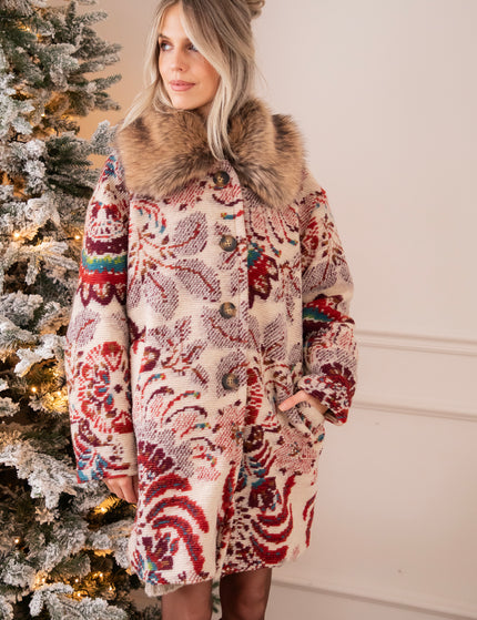 Fiora Beige/Bordeaux - Jas