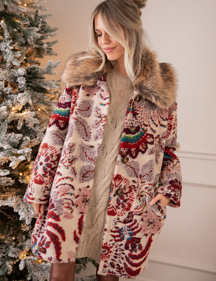 Fiora Beige/Bordeaux - Jas