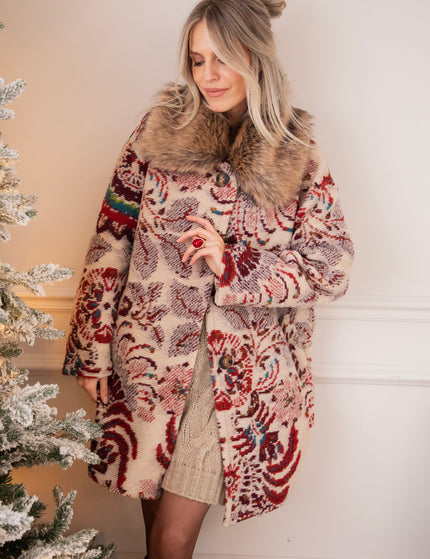 Fiora Beige/Bordeaux - Jas