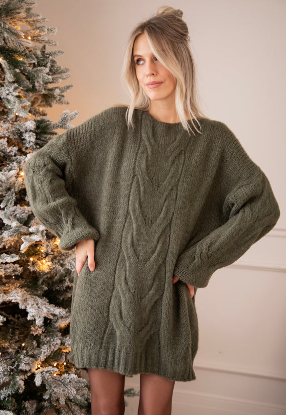 Coco Cable Kaki - Sweater Dress