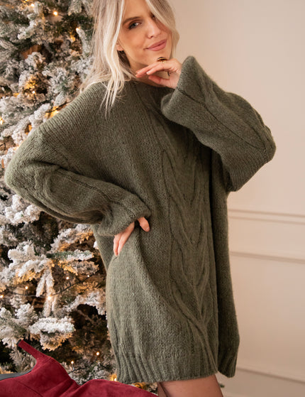 Coco Cable Kaki - Sweater Dress