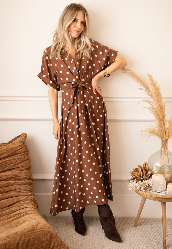 Dot Story Brown/Off White - Maxi Dress