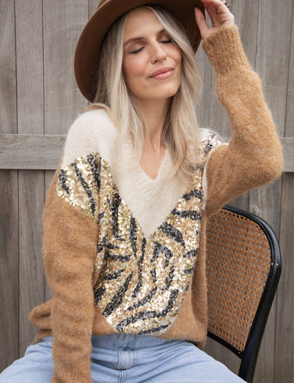 Pullover - Zabrina Sequins - Camel