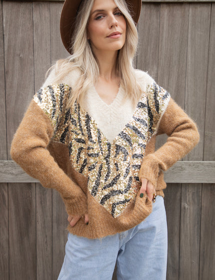 Pullover - Zabrina Sequins - Camel