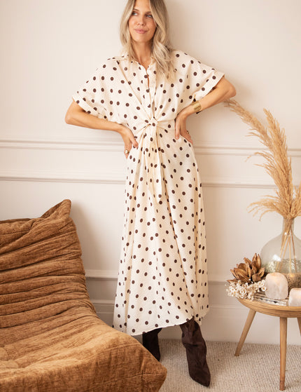 Dot Story Cream/Brown - Maxi Dress