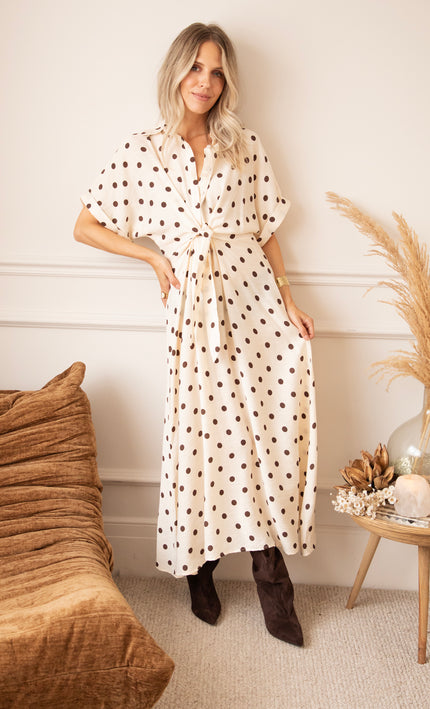 Dot Story Cream/Brown - Maxi Dress