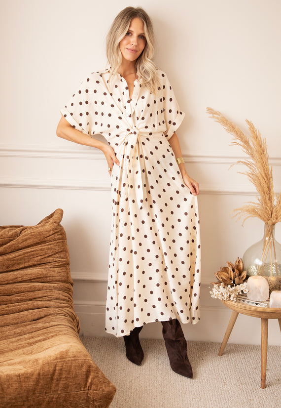 Dot Story Cream/Brown - Maxi Dress