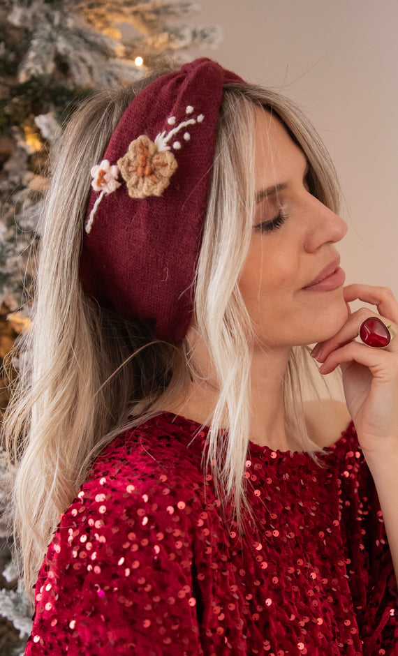 Crochet Bouquet Burgundy - Headband
