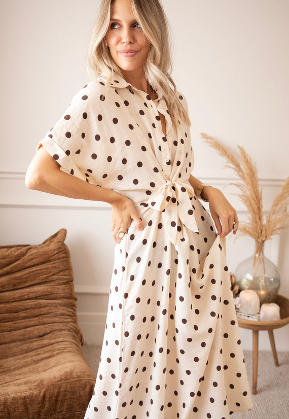 Dot Story Cream/Brown - Maxi Dress