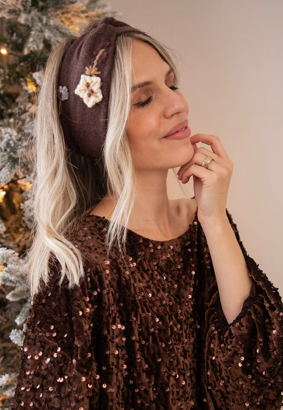 Crochet Bouquet Brown - Haarband