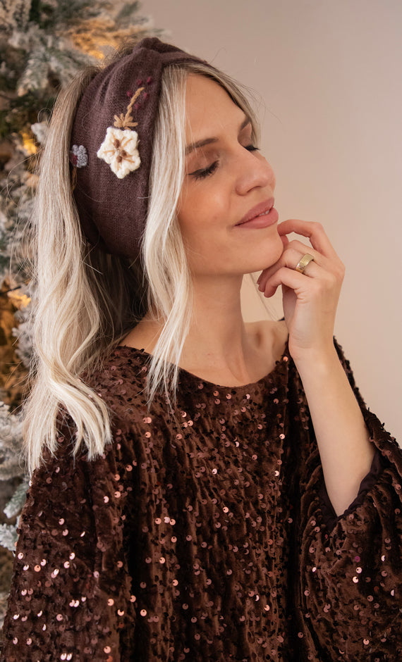 Crochet Bouquet Brown - Headband