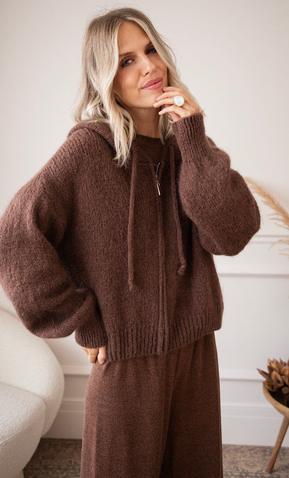 Jacke/Strickjacke - Hoodie Moodie - Braun