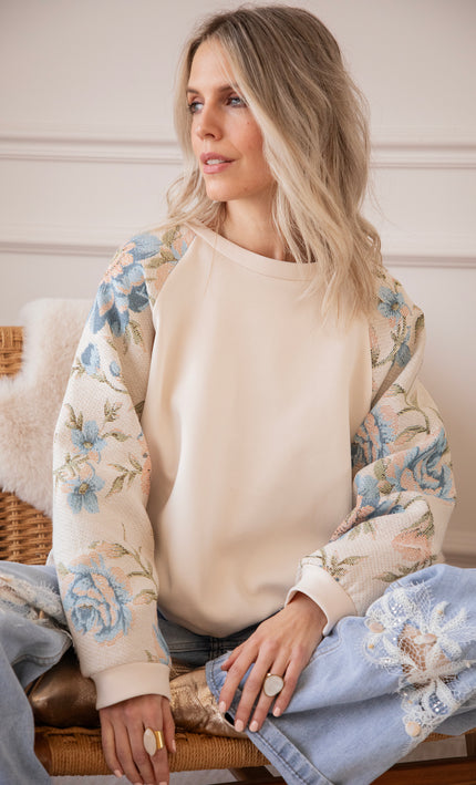 Rosy Belle Beige/Blue - Sweater