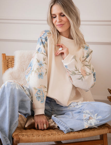 Rosy Belle Beige/Blue - Sweater