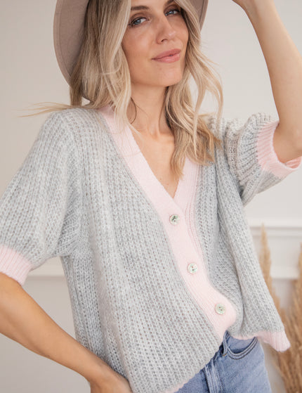 Colorica Soft Grey/Soft Pink - Cardigan