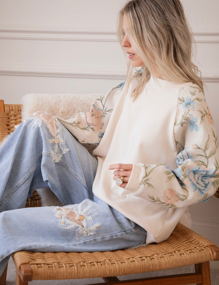 Rosy Belle Beige/Blue - Sweater