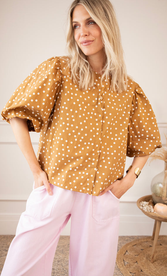 Puffy Polka Brown/Beige - Blouse