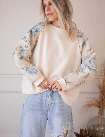 Rosy Belle Beige/Blue - Sweater