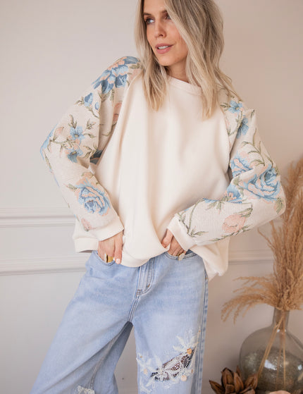 Rosy Belle Beige/Blue - Sweater