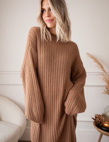 Cold, Cozy Weather Camel - Sweater Dress