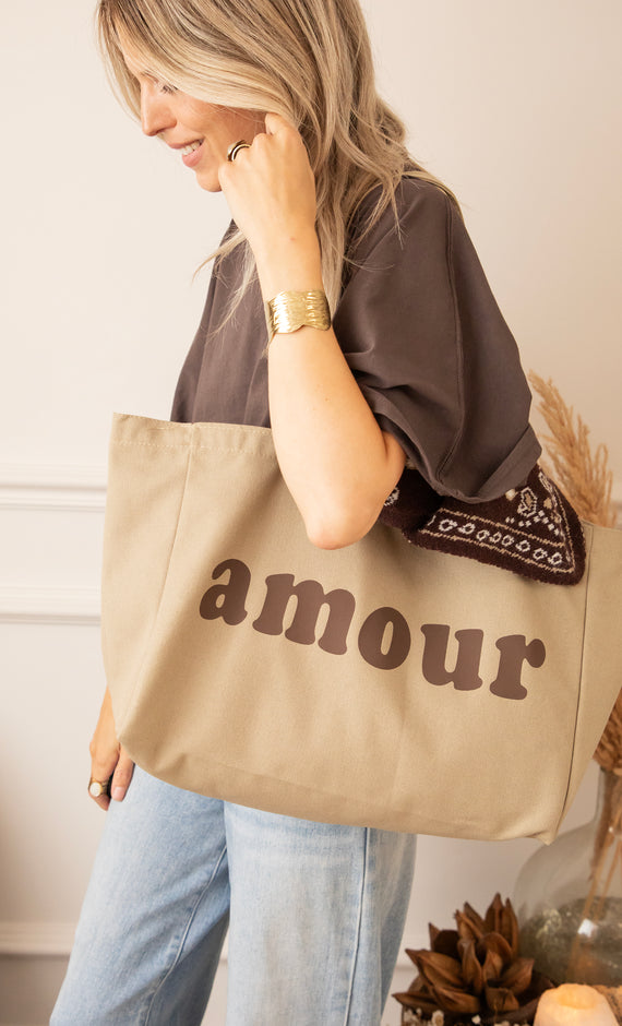 Canvas-Tasche - Love Is Sweet - Olive