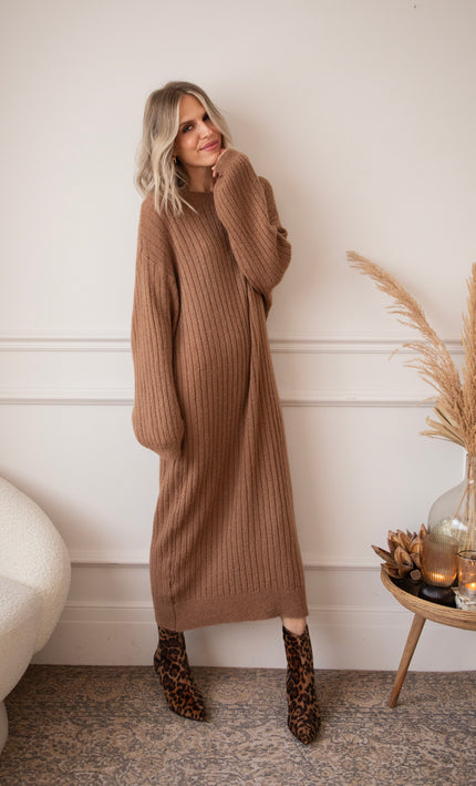 Cold, Cozy Weather Camel - Sweater Dress