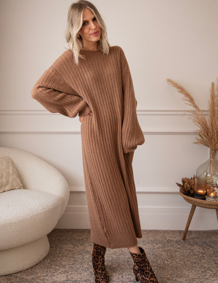Cold, Cozy Weather Camel - Sweater Dress