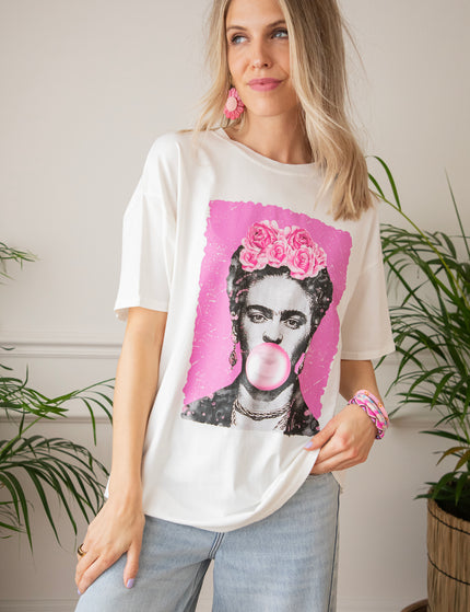 Frida Kahlo Bubble Gum White - T-Shirt