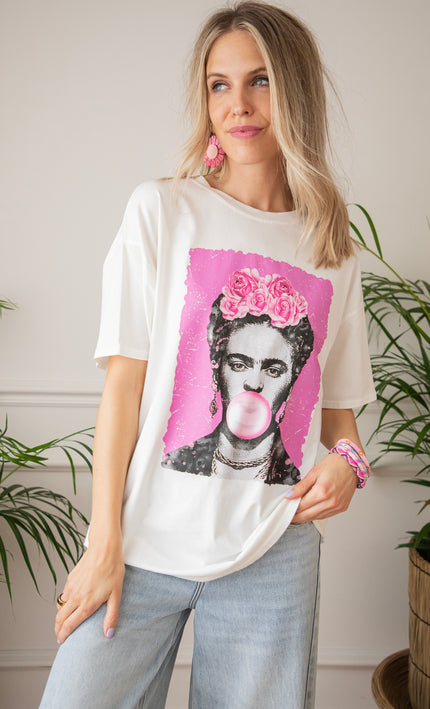 Frida Kahlo Bubble Gum White - T-Shirt