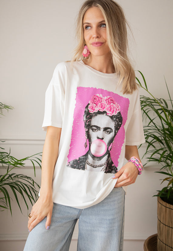 Frida Kahlo Bubble Gum White - T-Shirt