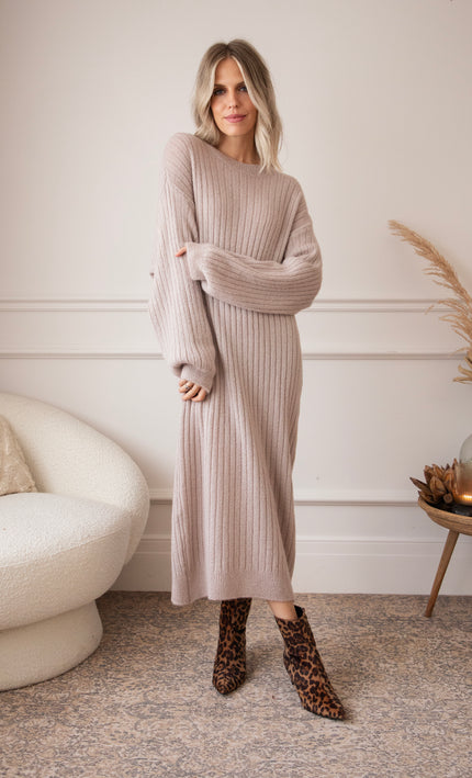 Cold, Cozy Weather Café Au Lait - Sweater Dress