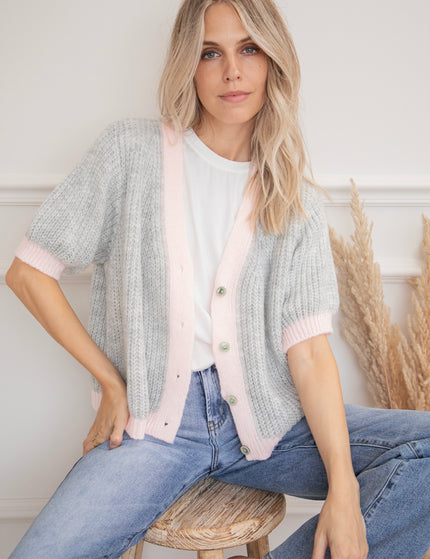 Colorica Soft Grey/Soft Pink - Cardigan