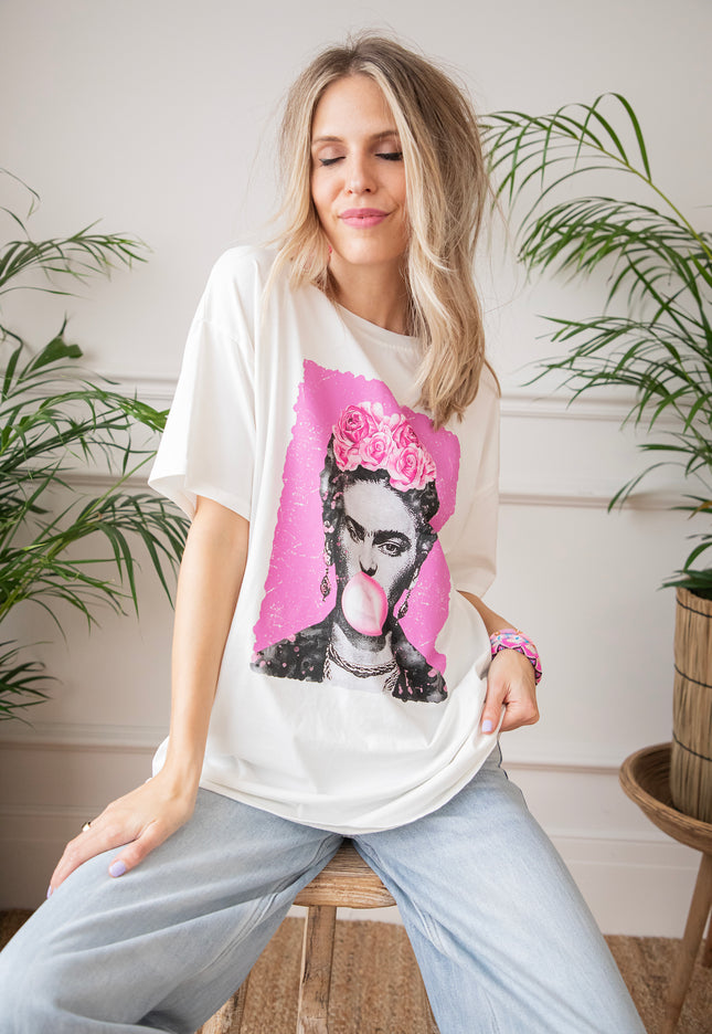 Frida Kahlo Bubble Gum White - T-Shirt