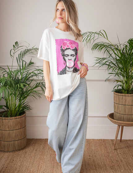 T-Shirt - Frida Kahlo Bubble Gum - Weiß