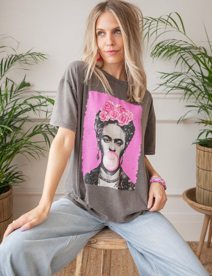 Frida Kahlo Bubble Gum Dark Grey - T-Shirt