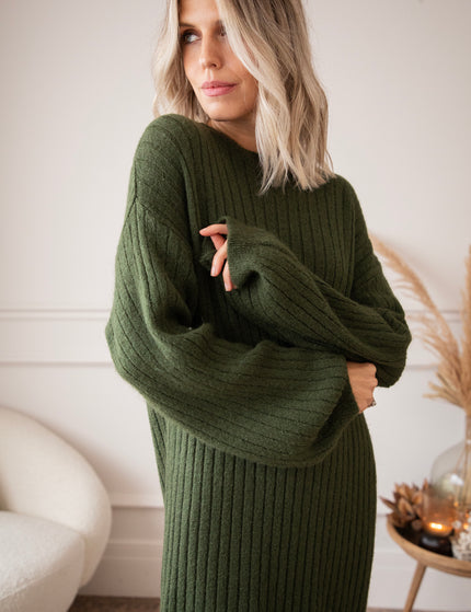 Cold, Cozy Weather Kaki - Sweater Dress