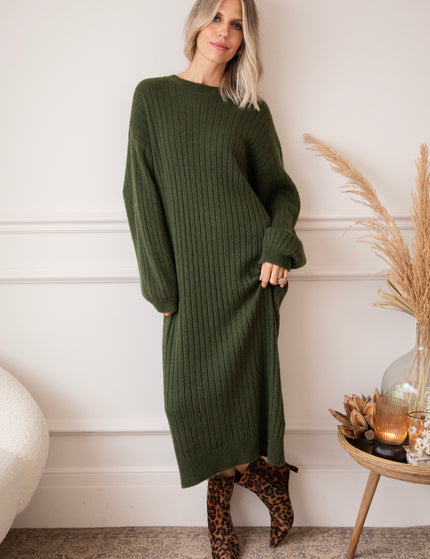 Cold, Cozy Weather Kaki - Sweater Dress