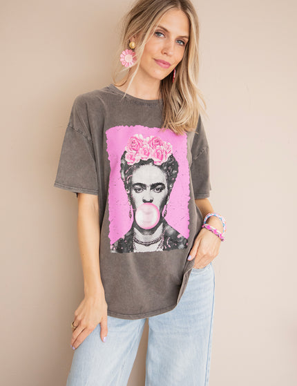 T-Shirt - Frida Kahlo Bubble Gum - Dunkelgrau