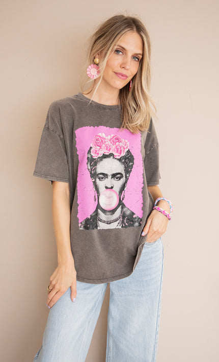 Frida Kahlo Bubble Gum Dark Grey - T-Shirt