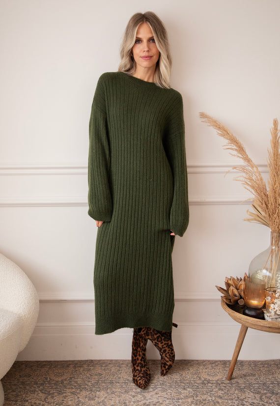 Cold, Cozy Weather Khaki - Sweater Dress