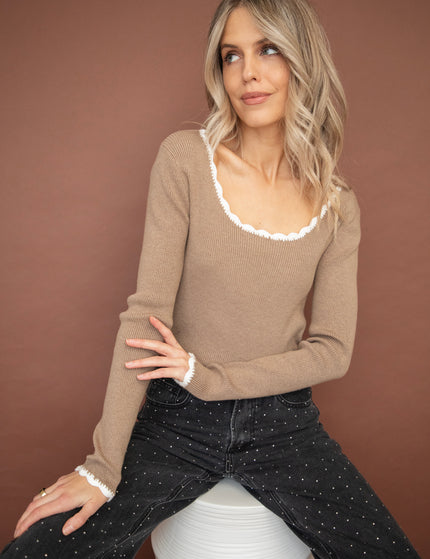 Mona Rib Taupe - Longsleeve