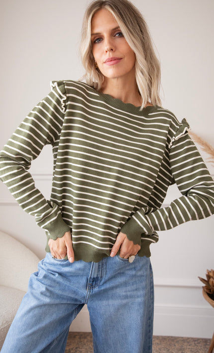 Pullover - Rylie Stripe - Khaki