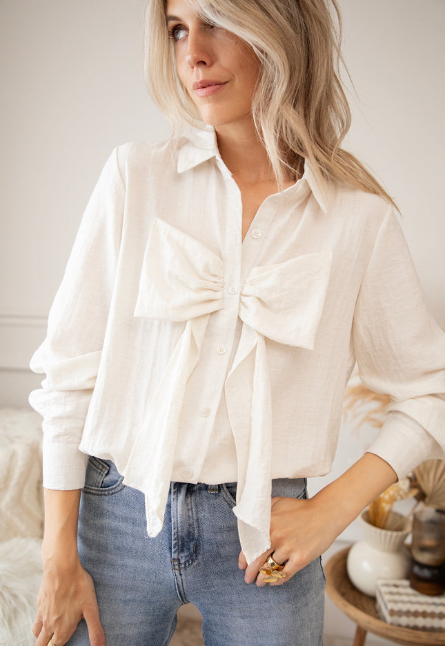 Bowtiful Beige - Blouse